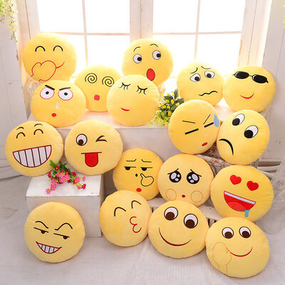 가정 훈장을 위한 22의 작풍 Emoji 이모티콘 황색 및 둥근 채워진 방석 및 베개
