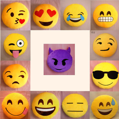 가정 훈장을 위한 22의 작풍 Emoji 이모티콘 황색 및 둥근 채워진 방석 및 베개