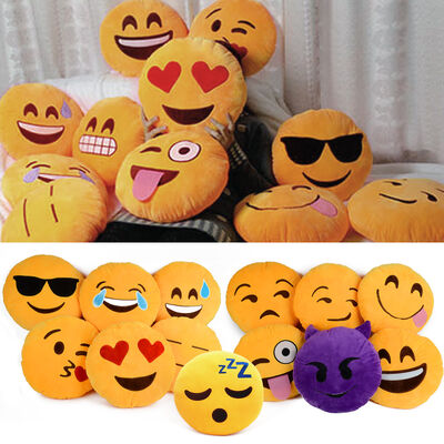 Emoji 노란 이모티콘 가정 사용을 위한 둥근 채워진 아기 자기 베개