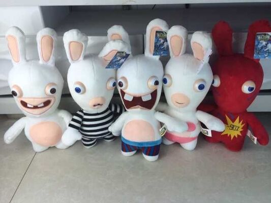 Rabbids 만화 견면 벨벳을 헛소리하는 사랑스러운 Rayman는 백색 귀여운 관례를 가지고 놀