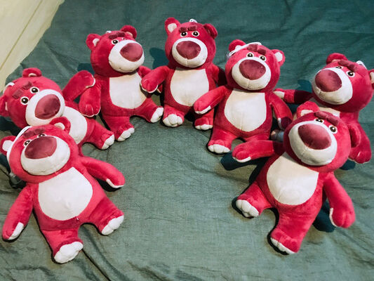 3마리의 Lotso Huggin 곰 디즈니 견면 벨벳 동물 책가방을 위해 13cm Keychian