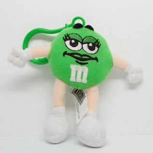 녹색 M&M 특성 박제 동물 귀여운 견면 벨벳 Keychains는 주문을 받아서 만들었습니다