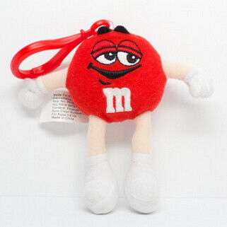 개인화된 견면 벨벳 장난감 열쇠 단추 빨간 M&M 특성 박제 동물