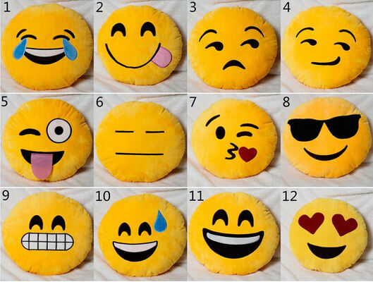 가정 훈장을 위한 22의 작풍 Emoji 이모티콘 황색 및 둥근 채워진 방석 및 베개